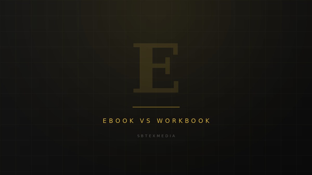 Ebook and workbook page layouts compared side by side for an online business